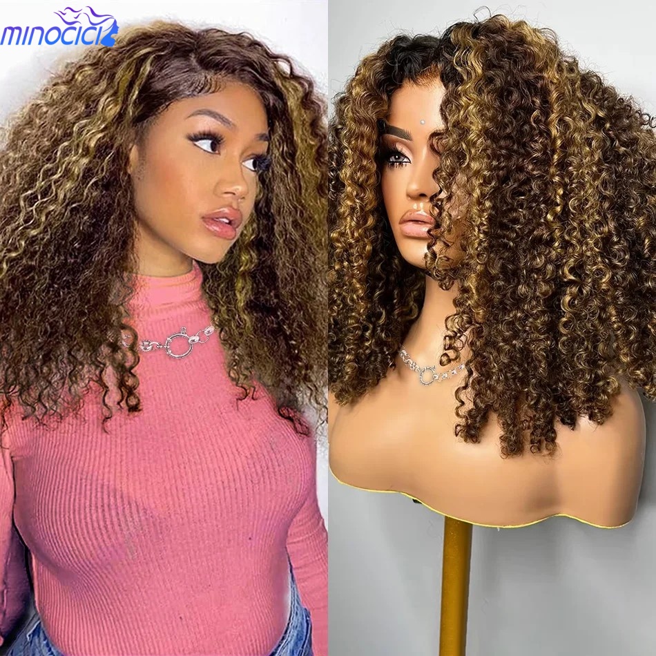 Glueless Wear And Go Human Hair Wig - P4/27 Highlight Curly Short Bob Wig
