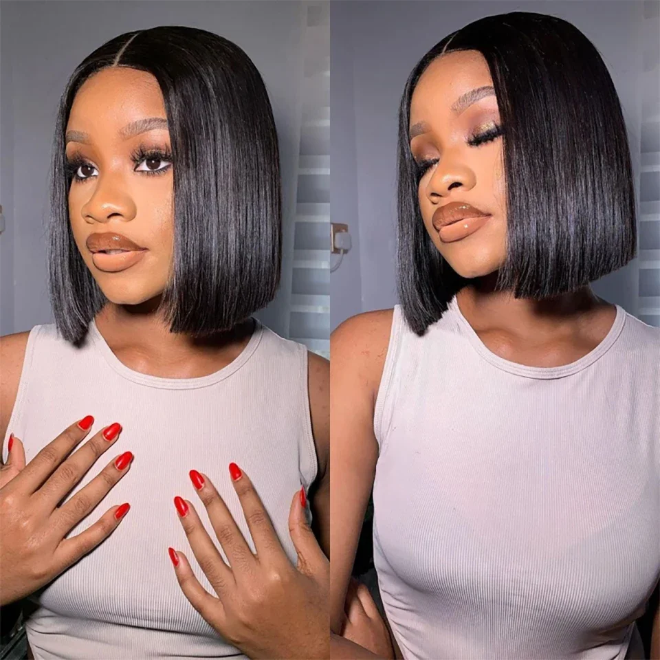 Straight Short Bob Wigs Human  - đánh giá và giá Glueless Wear And Go Human Hair Wig