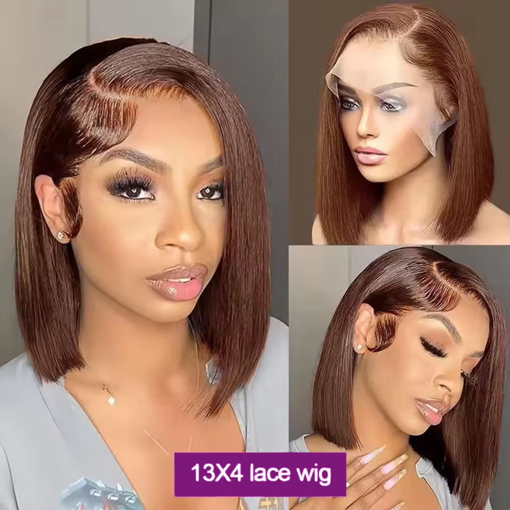 Pre Plucked Chocolate Brown Sh - đánh giá và giá Pre Parted 13X4 Lace Front Bob Wig