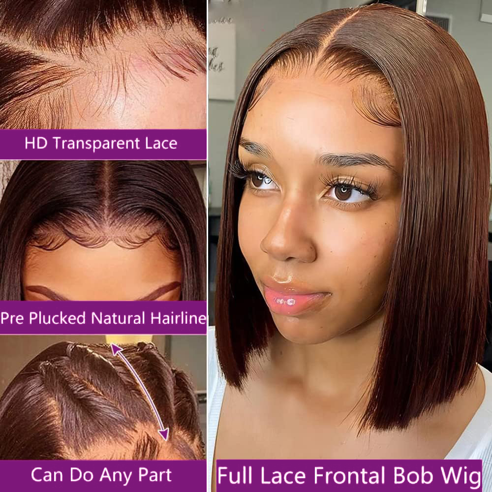 Pre Plucked Chocolate Brown Sh - đánh giá và giá Pre Parted 13X4 Lace Front Bob Wig