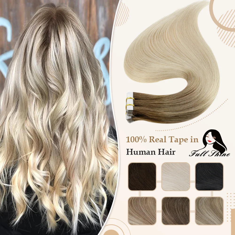 Toàn Phần Sáng Bóng Omber Băng - đánh giá và giá Invisible Tape In Extensions Real Hair